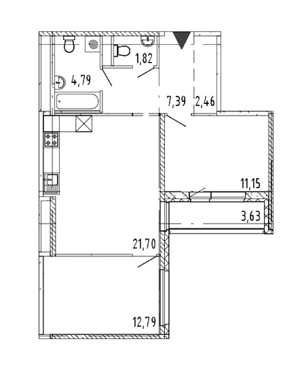 2-комнатная квартира 62.1 м², 11/21 эт., ЖК «Новые горизонты 2»